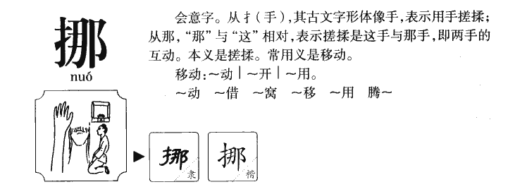 挪字字源字形
