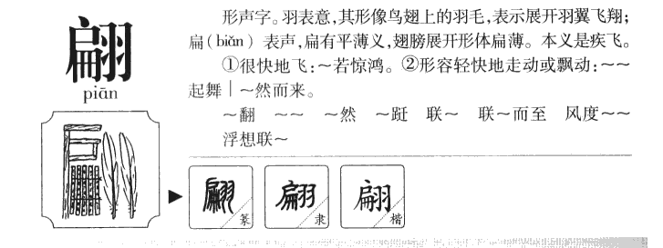 翩字字源字形