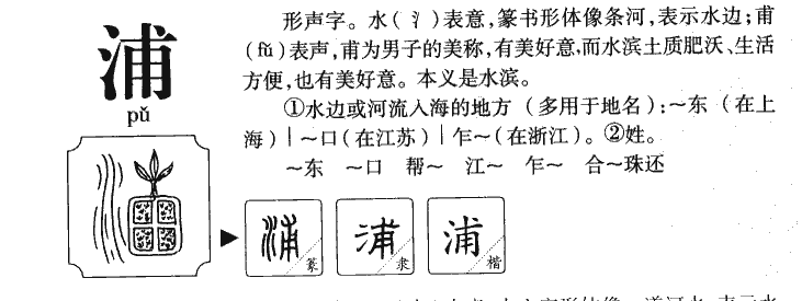 浦字字源字形