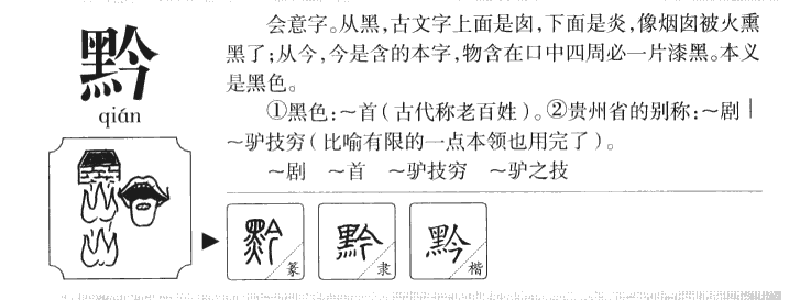 黔字字源字形