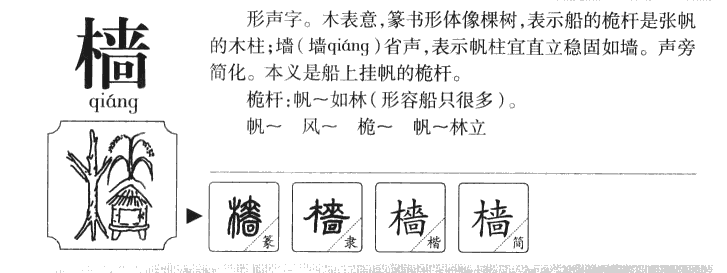 樯字字源字形
