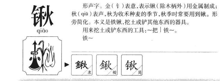锹字字源字形