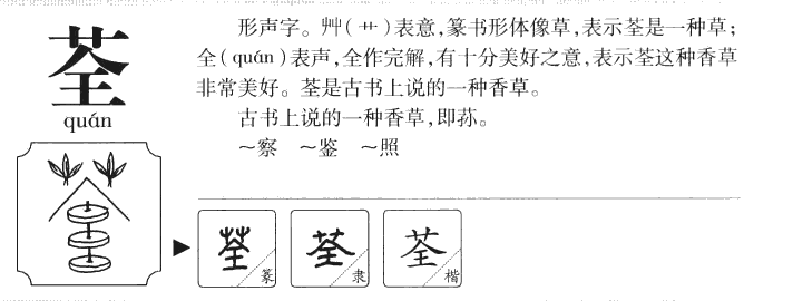 荃字字源字形