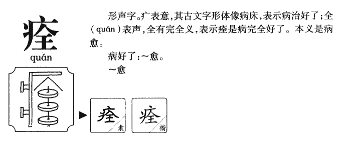 痊字字源字形