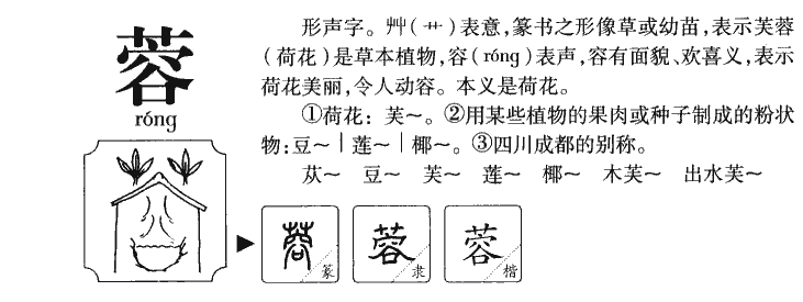 蓉字字源字形