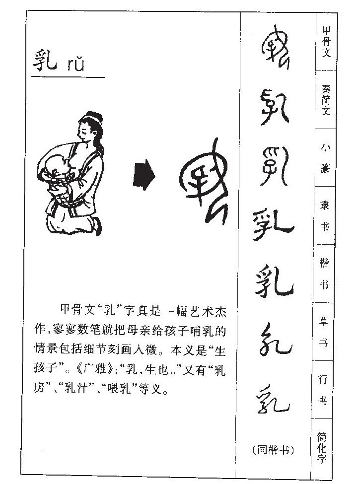 乳字字源字形
