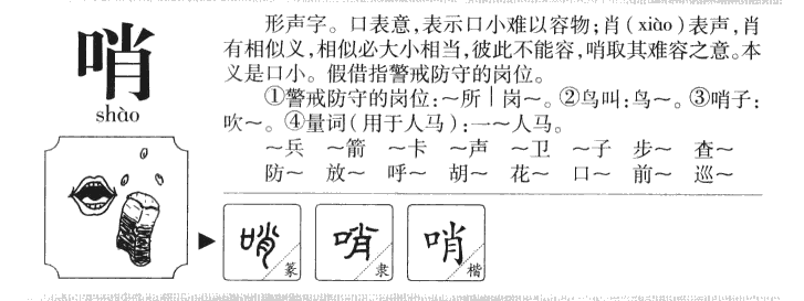 哨字字源字形