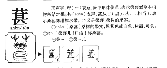 葚字字源字形