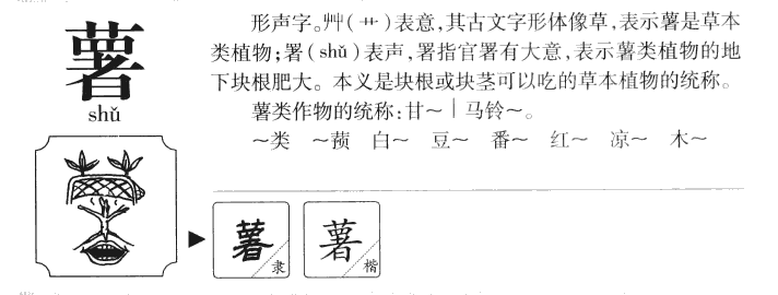 薯字字源字形