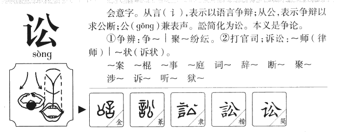 讼字字源字形
