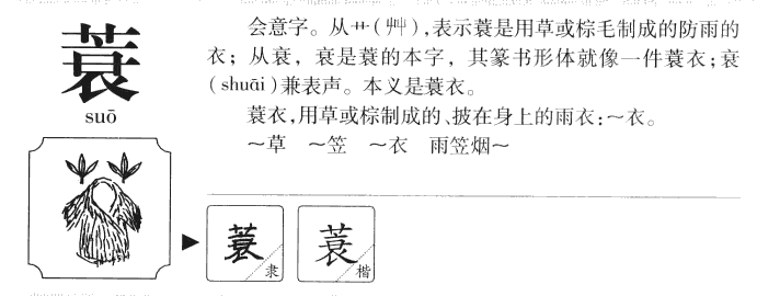 蓑字字源字形