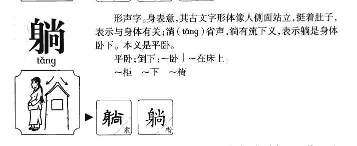 躺字字源字形