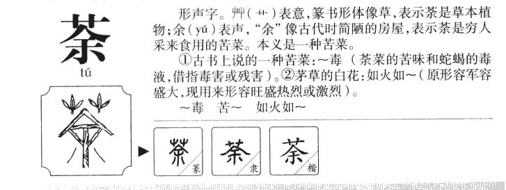 荼字字源字形
