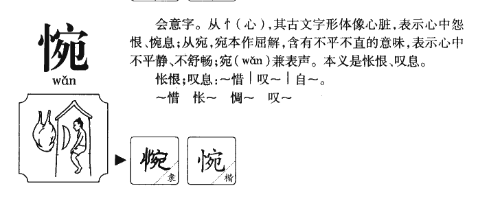 惋字字源字形
