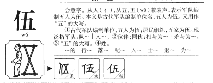 伍字字源字形
