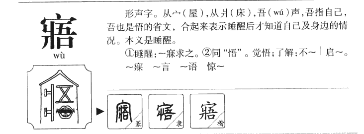 寤字字源字形