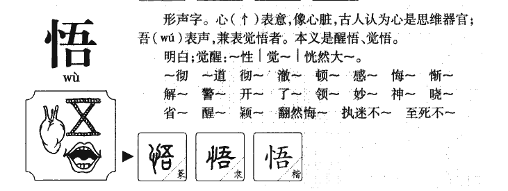 悟字字源字形