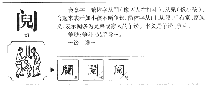 阋字字源字形