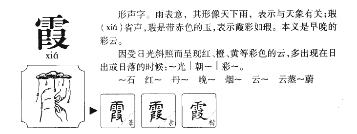 霞字字源字形