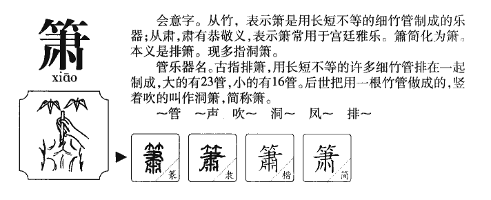 箫字字源字形