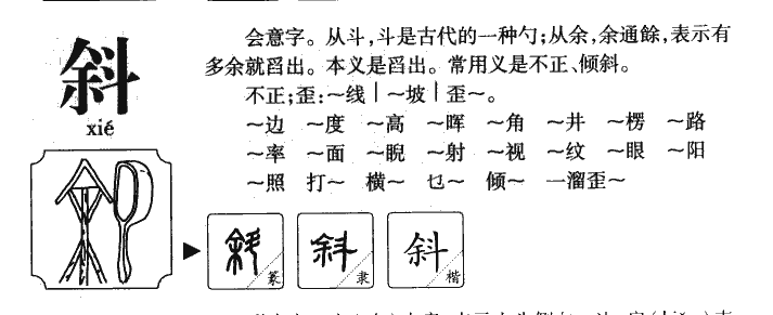 斜字字源字形