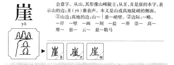 崖字字源字形