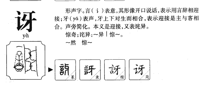 讶字字源字形