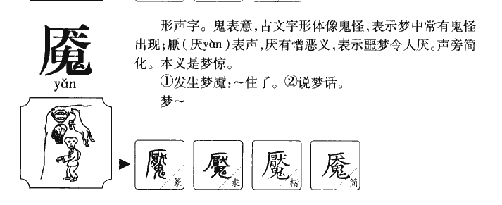 魇字字源字形