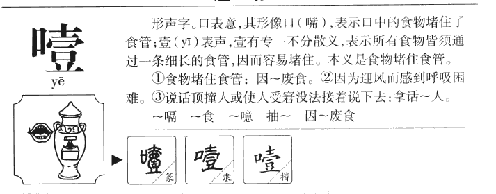 噎字字源字形