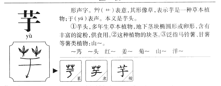 芋字字源字形