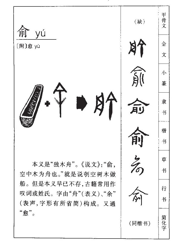 俞字字源字形