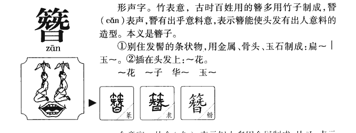 簪字字源字形