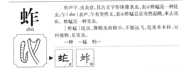 蚱字字源字形