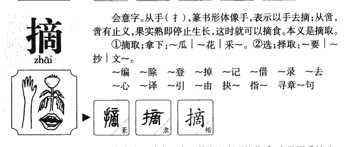 摘字字源字形