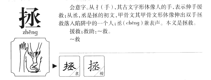 拯字字源字形