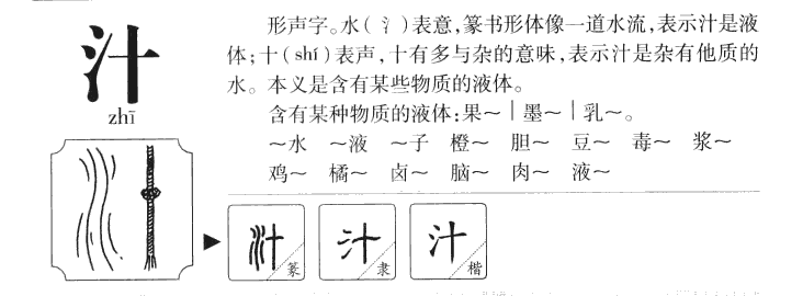 汁字字源字形