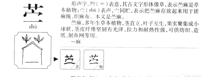 苎字字源字形