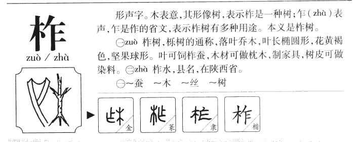 柞字字源字形